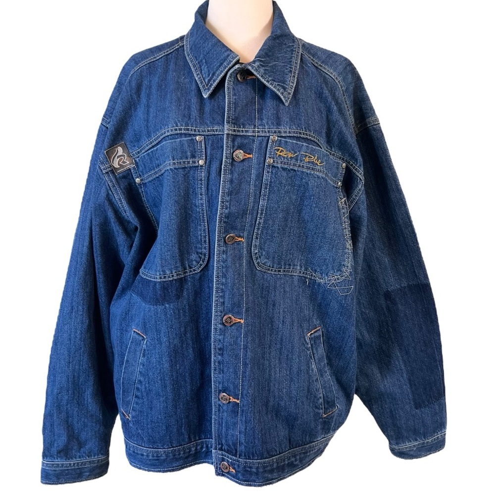 Vintage 90s Raw Blue Denim Oversized Jacket
